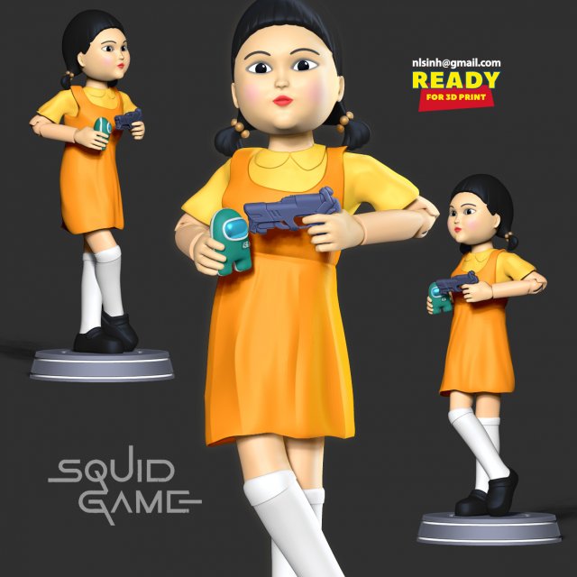 squid game doll Modello di stampa 3D .c4d .max .obj .3ds .fbx .stl .blend 