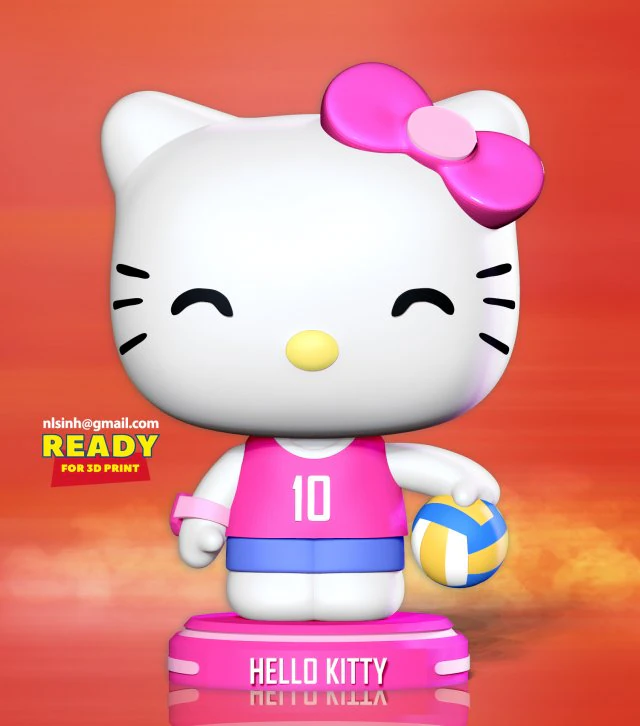 hello kitty play volleyball 3D Print Model .c4d .max .obj .3ds .fbx .stl .blend 