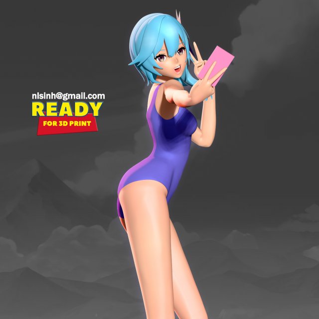 eula in swimsuit - genshin impact fanart 3D Принт Модель .c4d .max .obj .3ds .fbx .stl .blend 