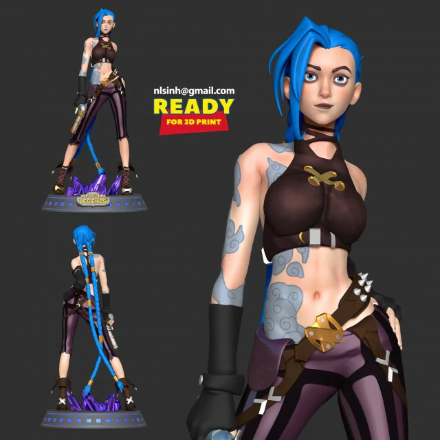 Jinx - arcane 3D Print Model .c4d .max .obj .3ds .fbx .stl .blend 