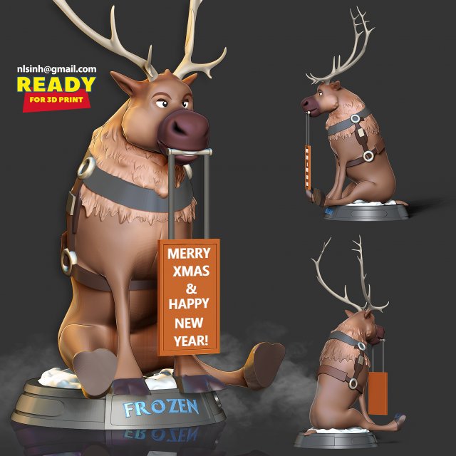 Merry christmas with sven Model do druku 3D .c4d .max .obj .3ds .fbx .stl .blend 