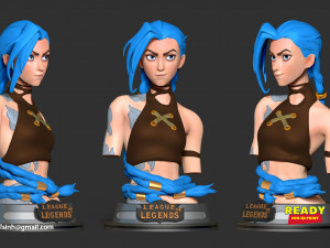 Jinx bust - arcane fanart Modelo de Impressão 3D