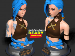 Jinx bust - arcane fanart Modelo de Impressão 3D