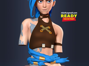 Jinx bust - arcane fanart Modelo de Impressão 3D