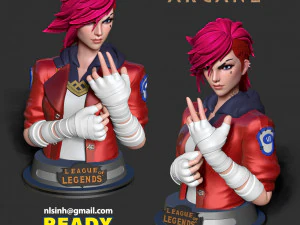 Vi bust - arcane fanart 3D Print Model
