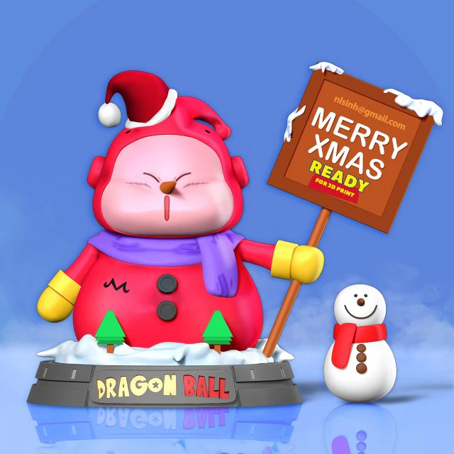 buu snowman - dragon ball fanart 3D Print Model .c4d .max .obj .3ds .fbx .stl .blend 