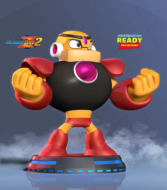 guts man - mega man 3D Print Model .c4d .max .obj .3ds .fbx .stl .blend 