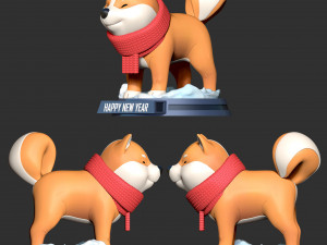 shiba with winter 3D-Druckmodell