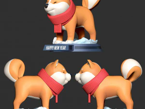 shiba with winter 3D Print Model