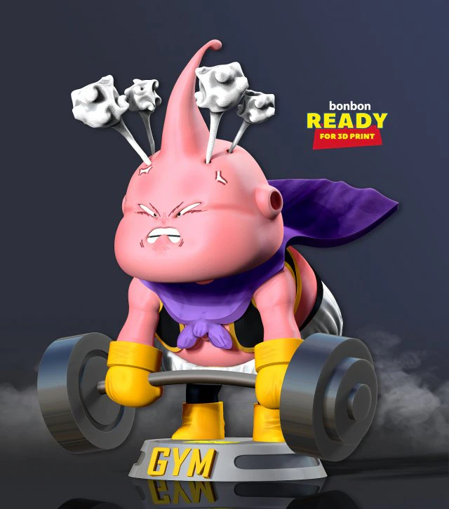 buu with gym 3D Print Model .c4d .max .obj .3ds .fbx .stl .blend 