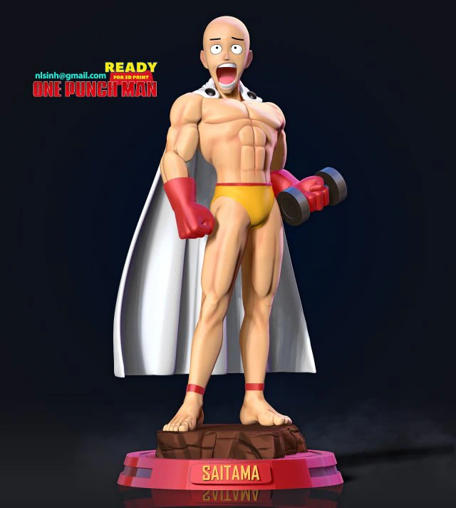 Saitama - one-punch 3D Print Model .c4d .max .obj .3ds .fbx .stl .blend 