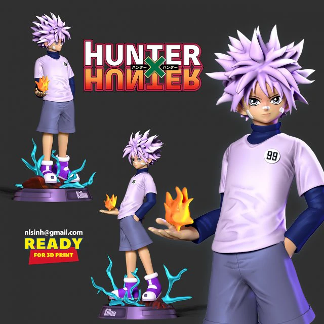 Killua zoldyck - hunter x hunter fanart 3D Print Model .c4d .max .obj .3ds .fbx .stl .blend 