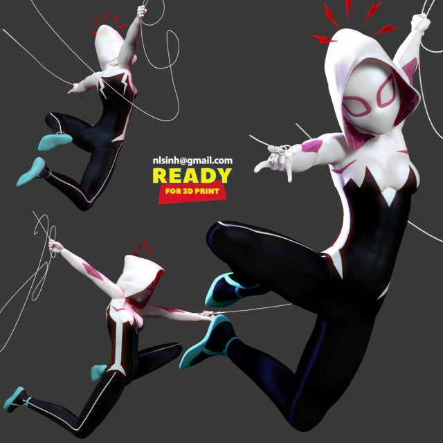 Spider gwen 2 3D Print Model .c4d .max .obj .3ds .fbx .stl .blend 