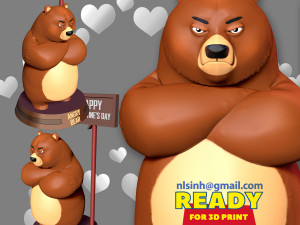 angry bear with valentine 3D Print Model