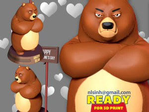 urso bravo com dia dos namorados Modelo de Impressão 3D