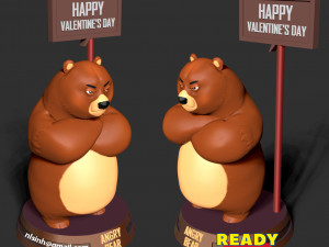 angry bear with valentine 3D Print Model