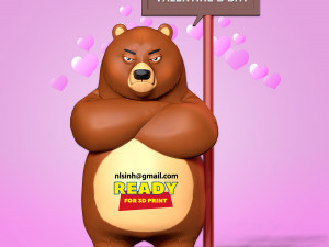 angry bear with valentine 3D Print Model