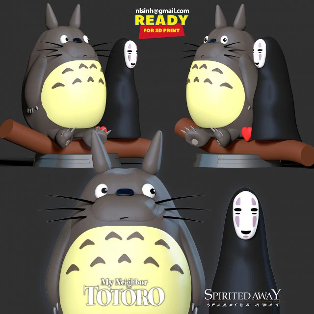 totoro and no-face 3D Print Model .c4d .max .obj .3ds .fbx .stl .blend 