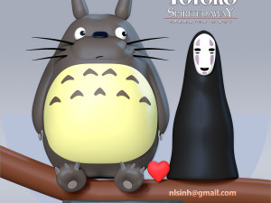 totoro and no-face 3D Baskı Modeli