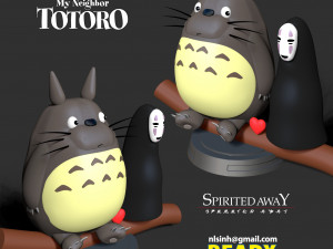 totoro and no-face 3D Baskı Modeli