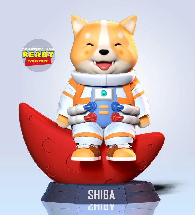 Astronaut Shiba 3D Print Model .c4d .max .obj .3ds .fbx .stl .blend 