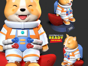 Astronaut Shiba 3D Print Model