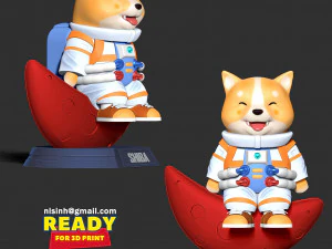 Astronaut Shiba 3D Print Model