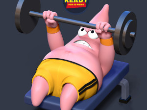 Patrick Star lifts weights Modèles 3D en vedette