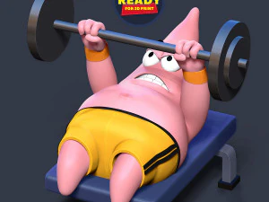 패트릭 스타는 역기를 들어 올린다 3D 프린트 모델