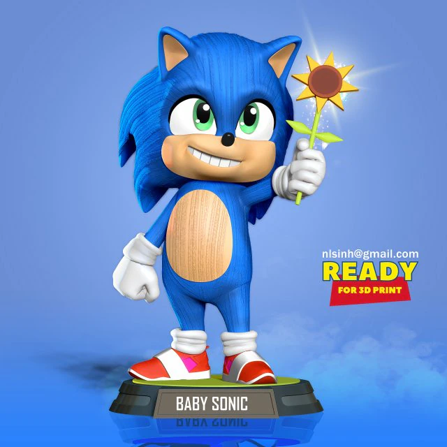 Baby Sonic 3D Print Model .c4d .max .obj .3ds .fbx .stl .blend