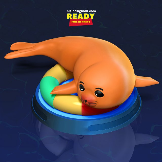 Water Seal 3D Print Model .c4d .max .obj .3ds .fbx .stl .blend 