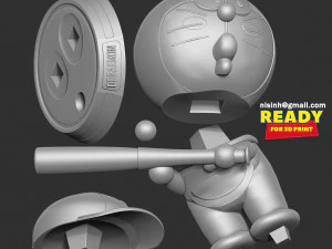 Doraemon - baseball player 3D Print Model