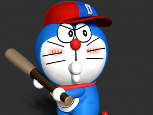 Doraemon - baseball player Modèles 3D en vedette