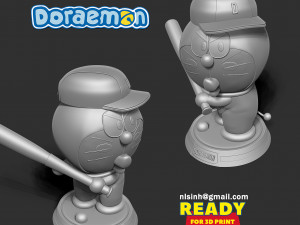 Doraemon - baseball player Modèles 3D en vedette
