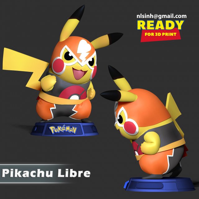 Pikachu Libre 3D Print Model