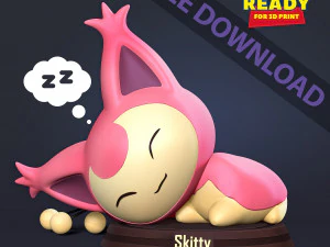 Skitty - Pokemon Fanart 3D Принт Модель