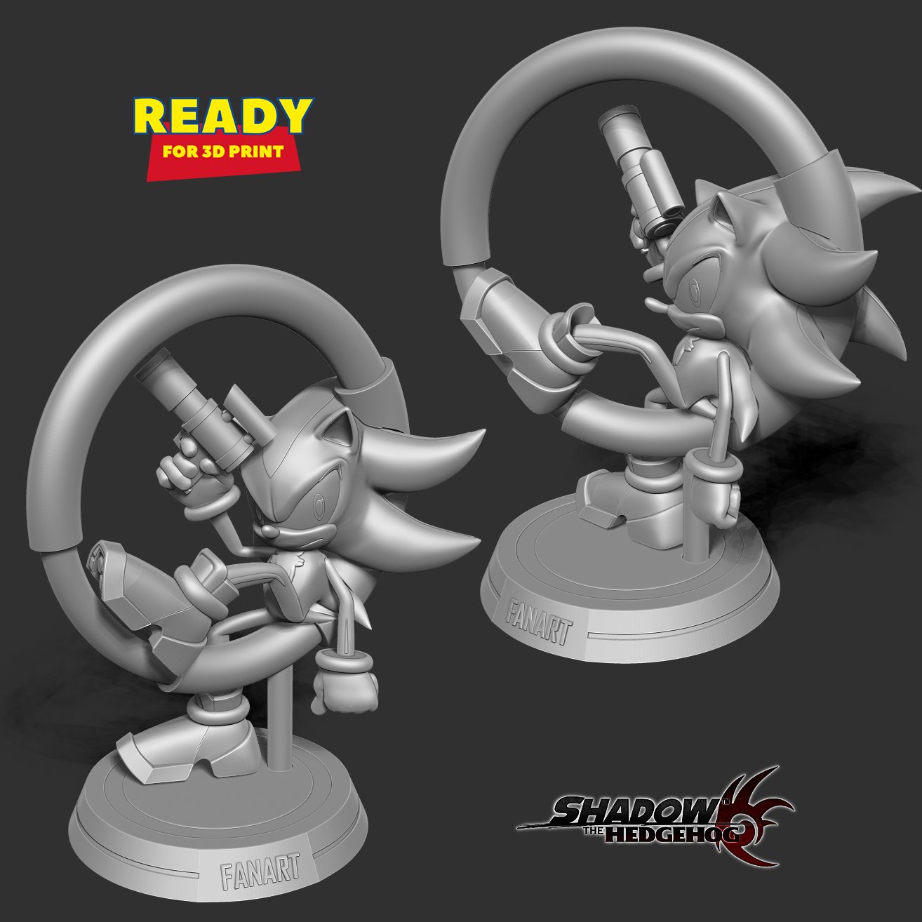 Shadow - Sonic the Hedgehog 2 Fanart 3D Print Model in Animals 3DExport