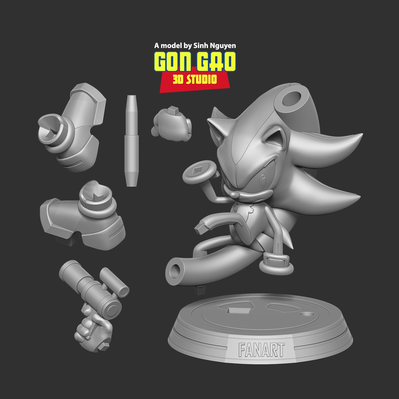 Shadow (Sonic the Hedgehog) by Solenoid, Download free STL model