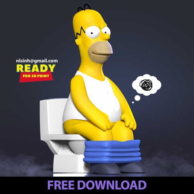 Homer with a relaxing moment 3D Принт Модель .c4d .max .obj .3ds .fbx .stl .blend 