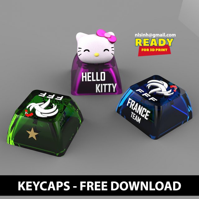 Some free keycaps Modèles 3D en vedette .c4d .max .obj .3ds .fbx .stl .blend 