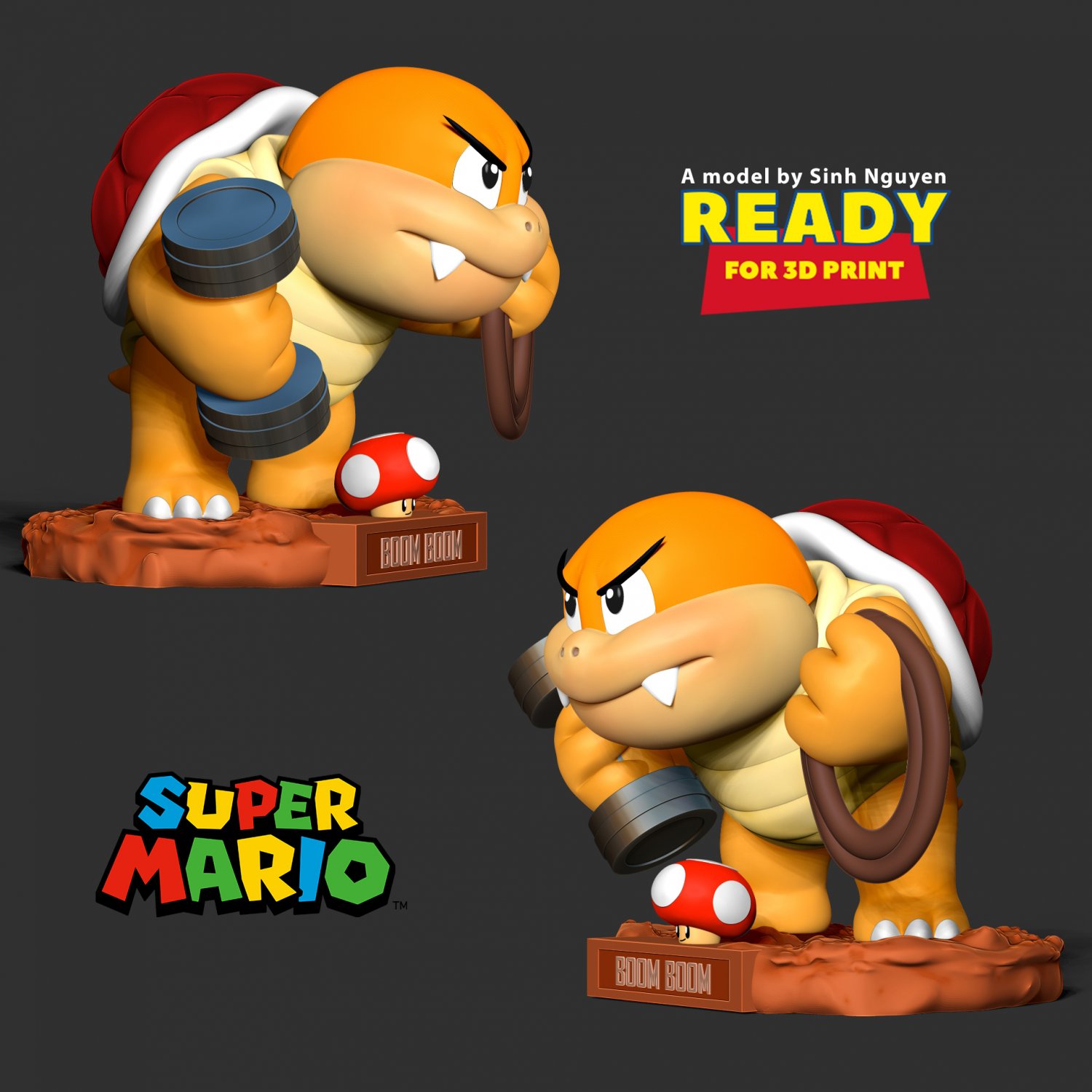 Boom Boom - Super Mario Fanart 3D Принт Модель in Монстры и Существа  3DExport