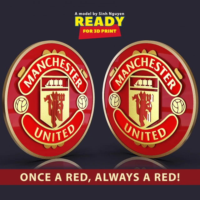 Manchester United logo 3D Print Model .c4d .max .obj .3ds .fbx .stl .blend 