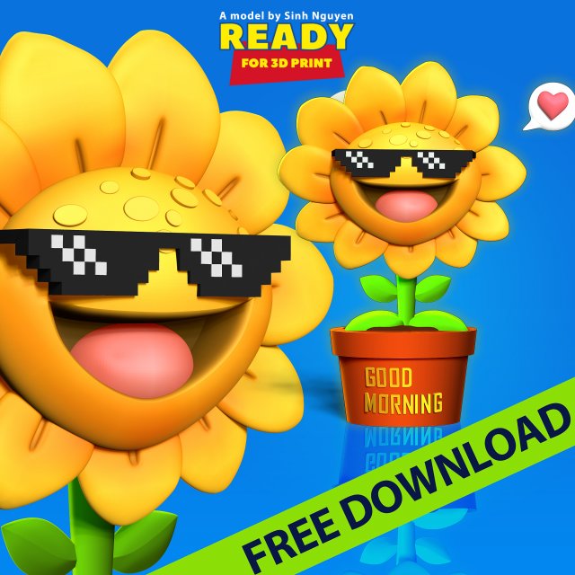 Sunflowers 3D Print Model .c4d .max .obj .3ds .fbx .stl .blend 