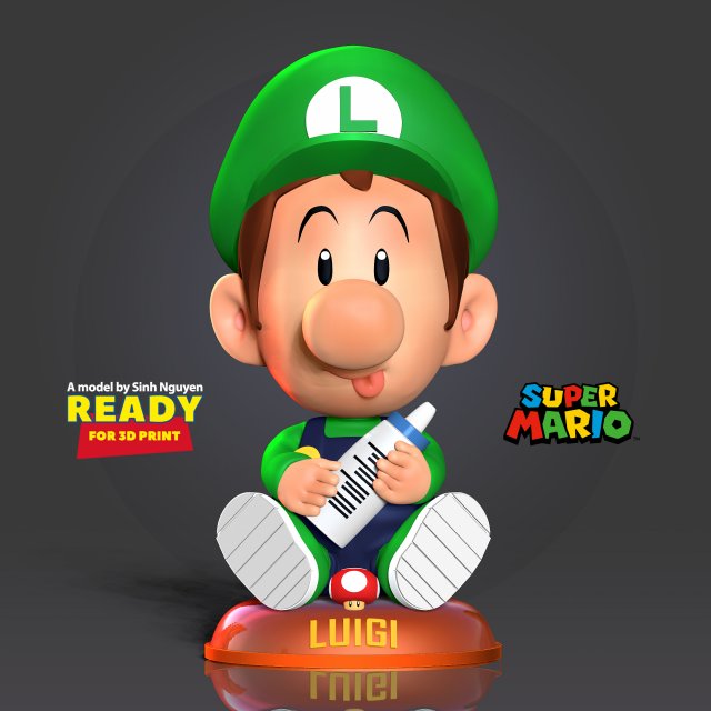 Baby Luigi 3D-printmodel .c4d .max .obj .3ds .fbx .stl .blend 