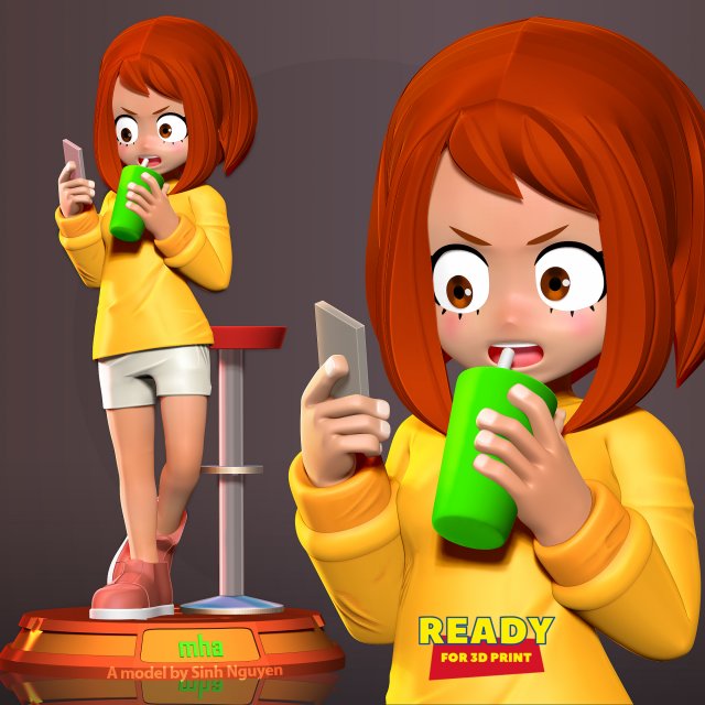 Kid Ochaco Uraraka 3D Baskı Modeli .c4d .max .obj .3ds .fbx .stl .blend 