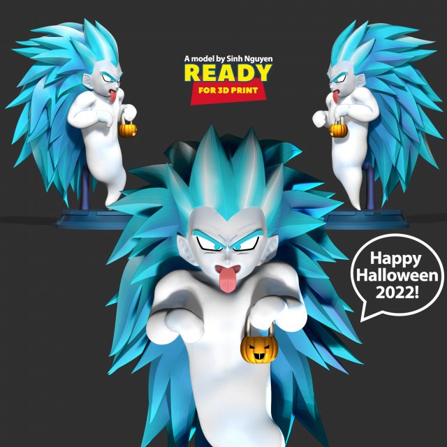 Gotenks ghost SSJ3 with Halloween Modelo de impresión 3D .c4d .max .obj .3ds .fbx .stl .blend 