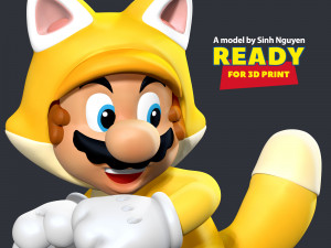 Cat Mario Model Cetak 3D