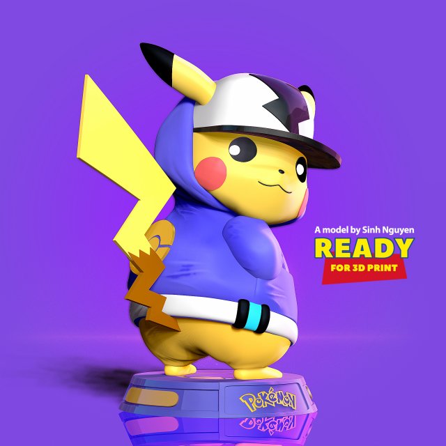 Pikachu Hip-hop 3D 打印模型 .c4d .max .obj .3ds .fbx .stl .blend 