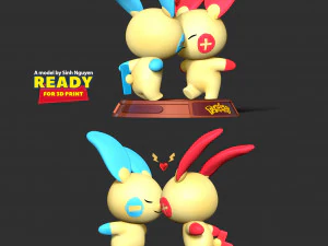 Plusle and Minun - Pokemon Fanart 3D Print Model