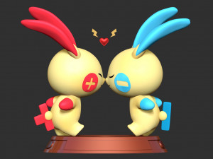 Plusle and Minun - Pokemon Fanart 3D Baskı Modeli